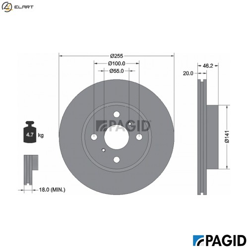 Brake disc 54999n for - 2x, aston